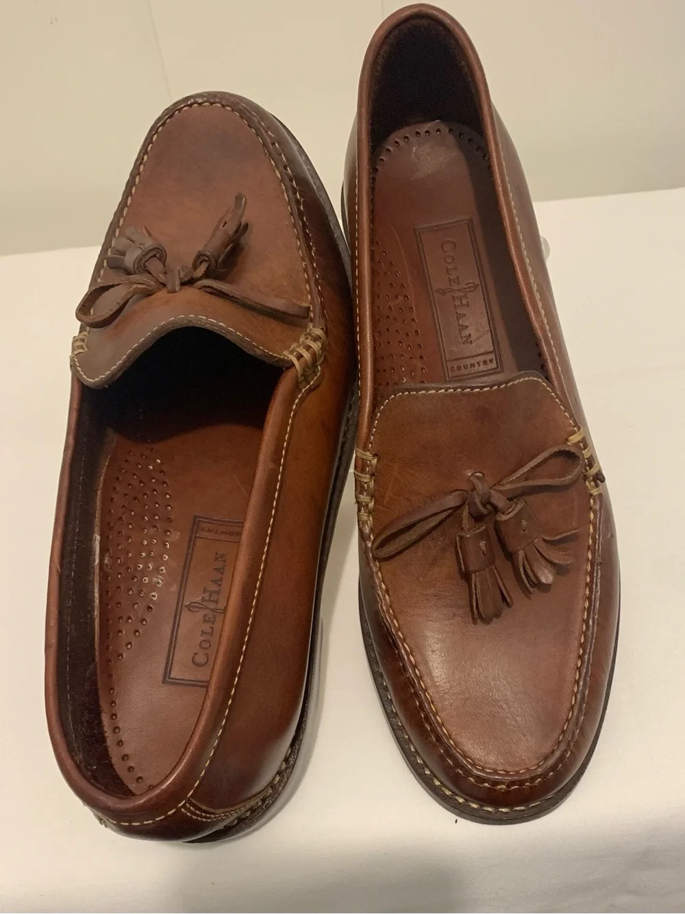 Cole Haan Brown Leather Tassel Loafers - Classic Moc Toe